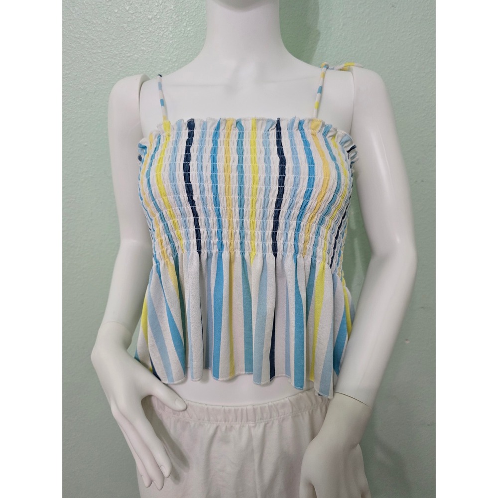 Wild Fable Y2K‎ Smock Crop Striped Fairy Coquette Indie Whimsygoth Top Large